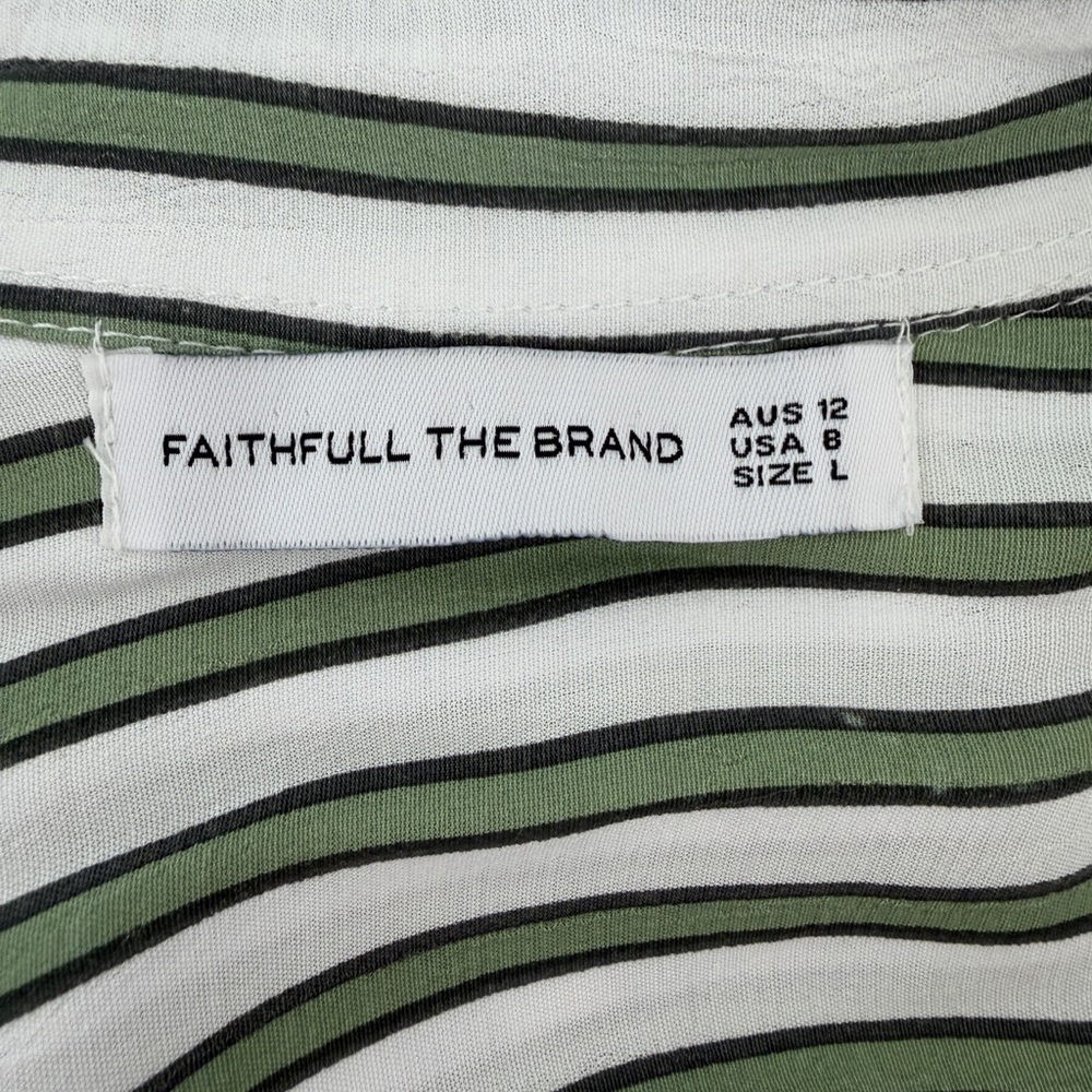 Faithfull The Brand Porte Shirt Dress, Almeria Stripe, White/Green, SIZE: 8 - Picture 5 of 13